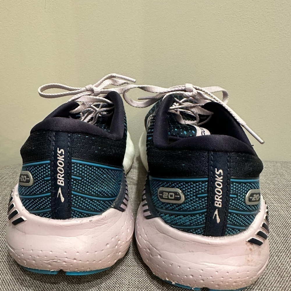 Brooks Glycerin GTS 20 1203701B499 Women Sz 8 B Navy Blue Lilac Running Gym EEUC - Picture 4 of 7
